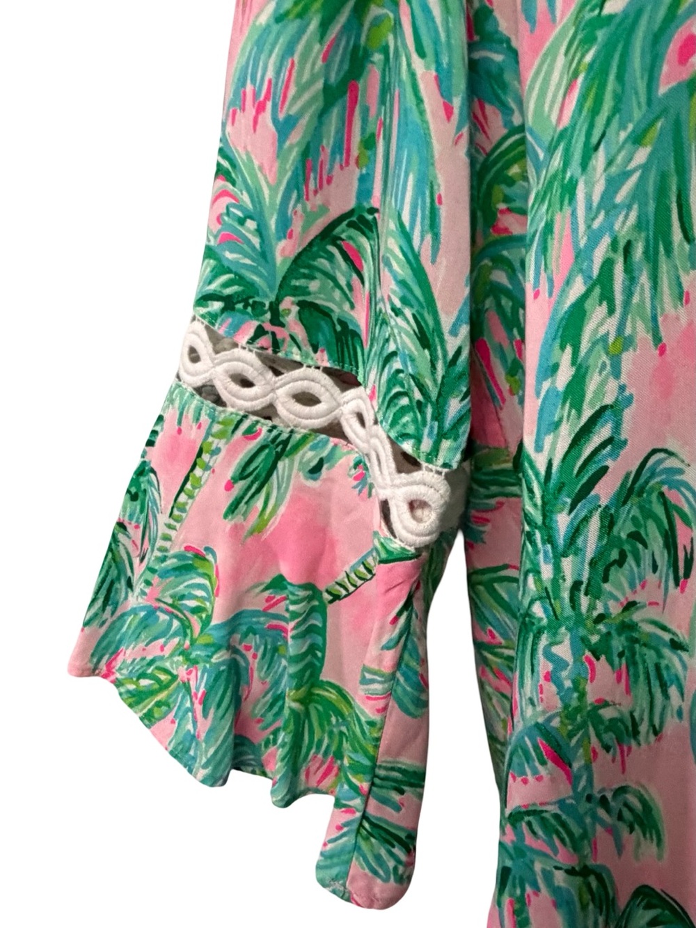 Lilly Pulitzer Hollie Tunic Dress Palm Trees Pink Blossom Large - Picture 4 of 11